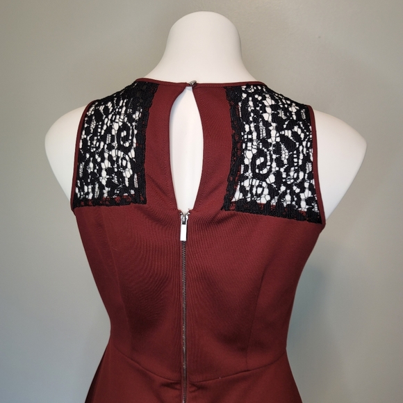 Mossimo Maroon Dress Sleeveless Black Lace Detail Small - Picture 5 of 11